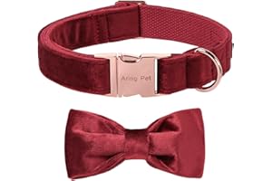 ARING PET Samt-Hundehalsband, niedliche rote Fliege, weiches, bequemes, verstellbares Samt-Hundehalsband mit Schleife für kleine, mittelgroße Hunde