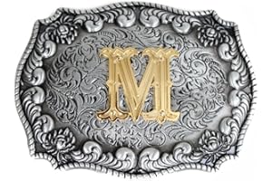 LKMY Herren-Gürtelschnallen, englischer Buchstabe in 3D, Westernstil, Cowboy-Alphabet, Initiale, Gürtelschnallen für Herren