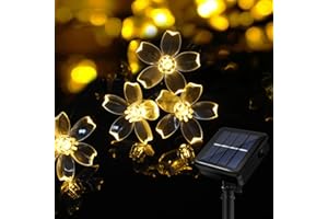 A.bigwhale Guirlande Lumineuse Exterieur Solaire, LED Imperméable Lumières Fleur 40 LED, Étanche 8 Modes Guirlande Lumineuse Extérieure pour Jardin Patio Balcon Fête Mariage Patio Noël (Blanc Chaud)