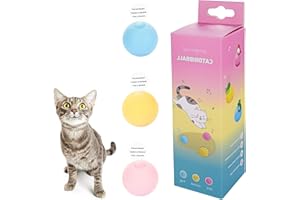 Skyeasure Interactive Cat Toy Ball, 3pcs Cat Interactive Toys with Lifelike Animal Sound Cat Ball Toy for Indoor Cat Kitten Puppy Automatic Sound Cat Toy Cat Catnip Balls (3 Color, 3 Sound