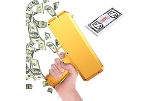 OBEST Pistolet à Argent, Jouet pour Billets, Faux Billets de Banque Américains, Pistolet à Prop Doré, Pluie d'argent, Convient pour Les Fêtes, Mariages, Jeux de Fête