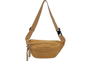 ZENGSING Cord Bauchtasche für Damen Herren, Crossbody-Hüfttasche Umhängetaschen Brusttasche Cord Erwachsene mit 3 Tasche und Verstellbarem Leichte Gürteltasche für Jungen Sportlich Wandern (Kordel-Gelb)