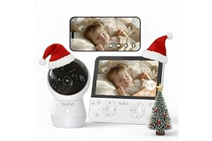 Boifun 2K WiFi Baby Monitor with Camera, App & 5.5'' Screen Control, Night Light, AI Safety Alerts (Tummy & Face Covering), Motion & Cry Detection, PTZ Tracking, 4000mAh Battery,Temp & Humidity Sensor