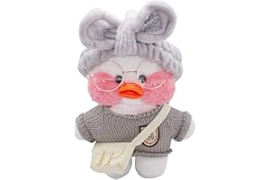 Tittaty Pato de Peluche de Juguete muñeca de Dibujos Animados Lindo suéter Sombrero Gafas (Gris)