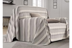 BIANCHERIAWEB Telo Arredo Copridivano Multiuso Copritutto Cotone Modello Sharane Arredatutto 2 Piazze Naturale-Tortora