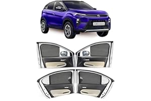 Autofact Car Sunshades for Tata Nexon, UV Protection, Useful Car Accessories, Custom fit Sun Shades for Side Windows, Set of 4