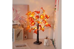 ‎ACAREY Weihnachtsdeko Lichterbaum Für Innen mit 24 LEDs, LED Baum Licht Bäumchen Birken Herbst Deko Lichterbaum mit blätter Deko Für Weihnachtsdeko Tisch Herbstdeko Zum Aufhängen, Innendeko (Herbstdeko)