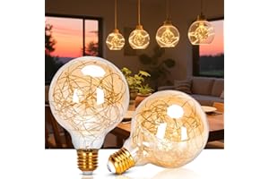 Aigostar Bombilla LED E27 G95 Vintage 1.2W, Luz Cálida 2500K, 50 Lúmenes, Globo Filamento Alambre Cobre Decorativa Vintage Edison, Bombilla Retro LED, No regulable, Pack de 2 Uds