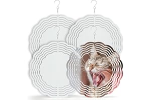 SAVITA 4pcs Sublimation Wind Spinner Blanks, 8 inch Metal Sublimation Blanks Spinners Wind Spinners for Crafts 3D Wind Spinners Hanging for Indoor Outdoor Garden Lawn Yard Decoration, White (F02016)