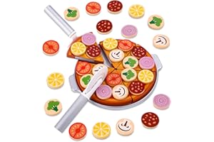 Toaren Pizza Bois Ensemble, Pizza Simulation, Jouet Éducatif, Jeux de Rôle avec Planche découper, Garçon Fille 3+ Ans