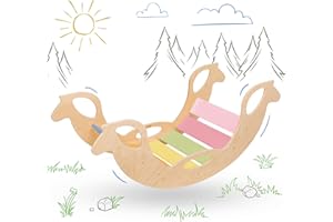 Nobsi Arco di Arrampicata per Bambini - Altalena ad Arco in Legno per Interni | Altalena per Arrampicata in Legno Fatta a Mano | Set di Triangoli con Facile Montaggio - Cavallo Multicolore