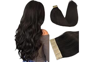 DOORES Biadesivo Extension Capelli Veri, Marrone Scuro 40cm 16 pollice 50g 20pcs, Capelli Lisci Remy Human Hair Extension Adesive Capelli