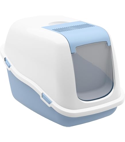 Dehner Katzentoilette Hugo mit Kohlefilter, ca. 50 x 40 x 41 cm, Kunststoff, blau Haustier