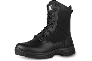 LUDEY Men's Breathable Military Boots Commando Outdoor Desert Tactical Boots Combat Boots Army Patrol Boots Security Police Shoes leather with Zipper IDS-928