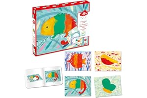 DJECO Kit Peinture Propre et Facile Multicolore, dès 18 mois - Créativité Sans Désordre - 4 Pochettes Illustrées Rinçables, 4 Couleurs de Peinture - Apprentissage Couleurs et Animaux