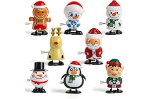 SULOLI 8pcs Jouets à Remonter-Mignon Noël Mécanique Jouets -Jouets de Course à Remonter Cadeaux de Noël pour Enfants