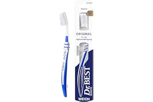 ‎DR.BEST Dr.BEST Original Zahnbürste, Weich (1 Stück), für die tägliche Reinigung mit bewährtem Dr.BEST Flachschnitt. Flexzone und abgerundete Borsten für eine gründliche und schonende Pflege.