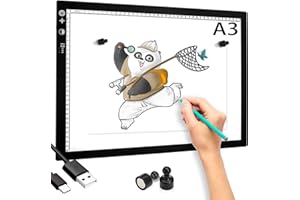 I-SHUNFA Led Light Pad A3,Panneau lumineux ultra-mince,interface Type-C Table lumineuse,avec fonction de minutage luminosité et température de couleur réglables,light pad pour diamond painting, dessin,esquisse