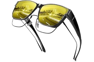 URUMQI Nachtsichtbrille für Autofahrer, Nachtfahrbrille Nachtbrille zum Autofahren Damen Herren, Auto Brille Gegen Blenden Gelbe Gläser Autofahrerbrille für Brillenträger