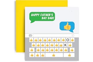 Huxters Father's Day Card for Dad and Him – Fathers Day Emoji Keyboard - Funny Card for Dads Texting - 14.8cm (Dad Father's Day)