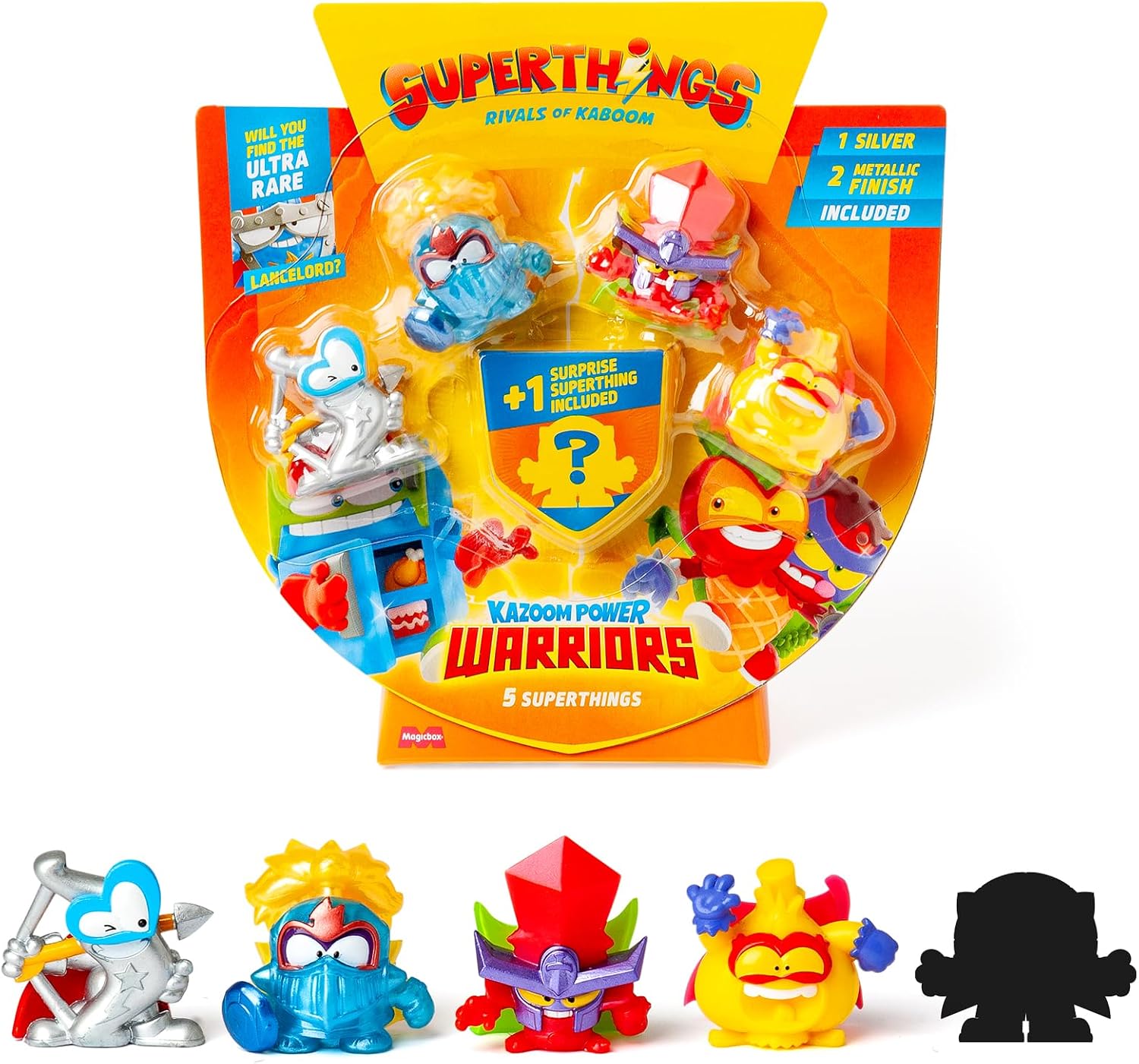 SUPERTHINGS KAZOOM Power Warriors – Pack de 5. Contiene 5 Superthings (Incluye 1 Figura Sorpresa y 1 capitán Plateado). Pack 3 de 6