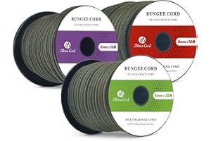 Abma Cord Cuerda Elástica 6mm 10M Cuerda de Lona Cuerda de Goma Cuerda Tensora Cuerda Expansora - Ejército Verde