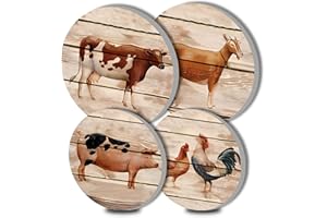 WALARKY Farm Animal Round Metal Hob Covers 4-Piece Stove Plate Cooker Hob Covers for Electric Cookers Top Burner Gas Range Oven Protector Kitchen Tools Accessories Modern Cooktop Framhouse Kitchen Decor