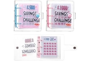 KKLOLAI 2Pcs Mini Money Savings Challenge Binder, £1000 & £500 Cash Envelopes Reusable Money Saving Wallet with Cash Stuffing for Planning, Fun & Easy Saving for Office, Home, School