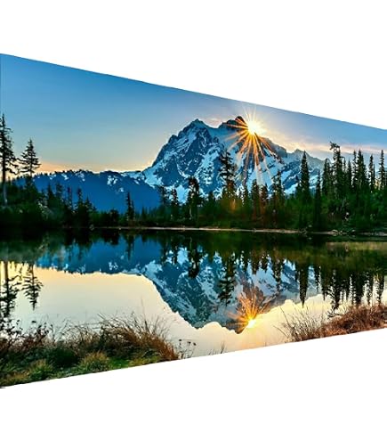 SHEGZHUC Diamond Painting Paesaggi Mare 110 x 50 cm Painting Diamond 5D Grande Lotus Loto Puzzle con Diamanti Farfalla Diamond Painting Kit Completo Fasi Lunari Puzzle con Diamanti Paesaggio