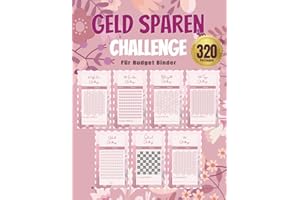 Geld-Sparen Challenge A6 Blätter für Budgetbinder: Geld-Challenge Vorlagen, Deutsch, besonders leicht zum Ausschneiden