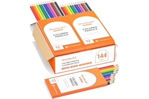 Shuttle Art 144 Pack Colouring Pencils Bulk, 12 Colours Pack of 12 Sharpened Coloured Pencil Set for School, School Pack Wooden Drawing Pencils for Kids, Class pack Back to School Supplies