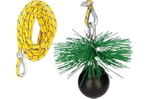 KOTARBAU Chimney Broom Set Made of Plastic, All Sizes, Fireplace Broom, Plewa Ceramic Stainless Steel Pipe, Pull Rope, Soot Broom Cleaning Set (200 mm, Rope Length - 16 m)