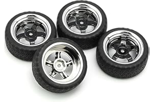 Pxyelec 4 Pcs Black 1/10 Scale Off Road Car RC Tyre Tires Plating Wheels 5 Spoke for HSP HPI Racing Car