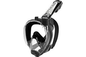 Cressi, maschera integrale Duke, unisex, per adulti, da snorkeling, maschera integrale, ampia visione con supporto per action cam, nero/nero, taglia S/M
