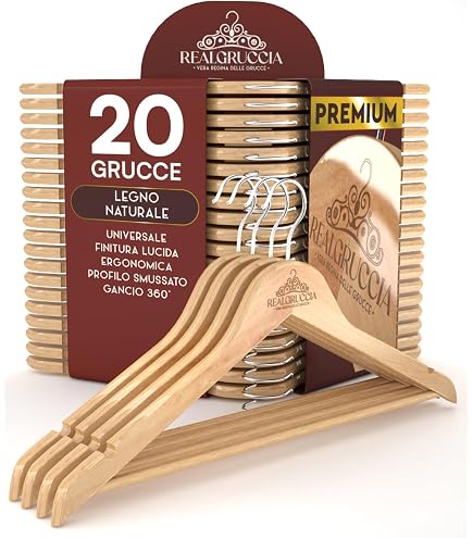 Set 20 Grucce Appendini In Plastica – Nero, Con Barra E Gancio Girevole 360°, Larghezza 45 Cm – Made In Italy