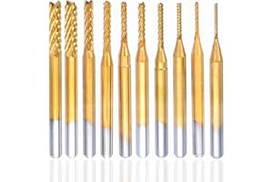 Treki 10Pcs Jeu de Tige 3MM(1/8") CNC Titane Fraise Rotatives Gravure en Bout au Carbure de Tungstène pour CNC Fraises Rotatives Bavures Tool (0.8-3.175MM Dia)