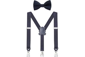 WELROG Set di bretelle regolabili e papillon per bambini Bretelle elastiche a forma di Y con il classico papillon per ragazzi e bambini