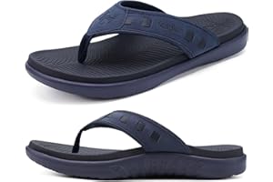 KuaiLu Men's Flip Flops Sport Thong Sandals with Comfort Plantar Fasciitis Arch Support Beach Pool Slides for Men Soft Yoga Mat Cushion Size 6.5~12