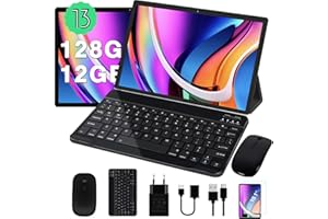 JUSYEA 2024 Tablet 10 Pollici Android 13 Tablets PC 12GB RAM + 128GB ROM (1TB TF) Cores 2.0Ghz, WiFi 5G+2.4G, Bluetooth 5.0, GPS, Batteria 8000mAh, 8MP+5MP, con Custodia, Tastiera e Mouse, Nero