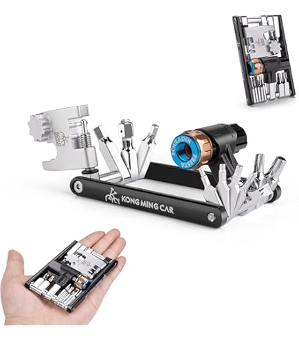Porte Clé Velo Outil Compact Vélo Urgentiste Outil De Réparation Vélo 11-en-1 Senven - Multifonction Pliable En Acier Inoxydable Doré - Compact Et Léger Pour VTT Multi Outils Vélo Pliable Outils Vtt