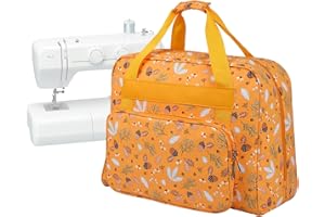 LETCARTMAKER Étui de transport pour machine à coudre, sac de rangement universel avec poche et poignée, sac fourre-tout portable à suspendre pour petites machines à coudre, libellule noisette, 43 x 32