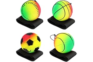 AHQiZFX 4 bolas de retorno de muñeca con cuerda, pelota de rebote de goma, pelota de pesca deportiva para niños y adultos, ejercicios de muñeca