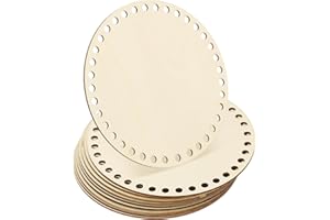 PATIKIL 6 Zoll Häkelkorb Basis, 10 Stück Korbunterteile Runde Holzbasis Former Taschenherstellungszubehör Weben Strickset für Häkel Schultertasche Handtasche Geldbörse Handwerk