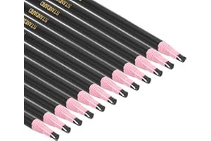 ‎PATIKIL PATIKIL Abziehbare China-Marker, 12er Pack Fett Wachsstifte Holz für Glas Kleidung Zeichnen Film Papier Vinyl Metall, Schwarz