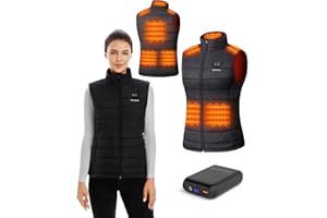 HILLSLTR Gilet Chauffant Femme, Gilet Chauffant avec Batterie Incluse 7.4V 16000mAh, Gilet Chauffant avec 8 Zones de Chauffage, 3 Niveaux de Chaleur Réglables, Veste Chauffante pour le ski/moto