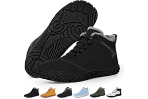 RUYI Barfußschuhe Winter Warm Gefütter Winterschuhe Damen Herren Barfussschuhe Wasserabweisend Traillaufschuhe mit rutschfest Sohle & Breiter Zehenbox