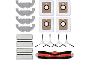 Geoviizon 17 Pz Kit Accessori di Ricambio Compatibile con Dreame D10 Plus/L10 Plus/Z10 Pro (1 Spazzola Principale, 4 Spazzole Laterali, 4 Filtri, 4 Panni Mocio, 4 Sacchetti Polvere)