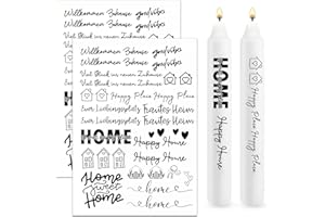 Bolosa 2 Stück Kerzentattoos Willkommen Zuhause Deko A4, Wasserschiebefolie Kerzen, Kerzen Aufkleber, Glückslicht Kerzentattoos, Kerzensticker Kerzenfolie, Kerzen Tattoofolie Sprüche Geburtstag