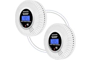 Scondaor Wireless Interconnected Combination Smoke and Carbon Monoxide Detector with LCD Display & 10-Year Battery, Pre-Linked Smoke Alarms for Home, Smoke CO Alarm with Test/Silence Button (2 Pack)