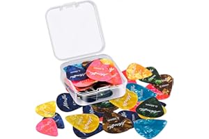 MOREYES Gitarrenplektren für Akustik-, Elektro- oder Bass-Gitarre 0,46, 0,71, 0,85, 0,96, 1,2 mm, 28 Stück